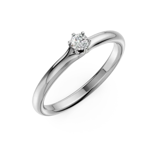 Inel de logodna din aur alb cu diamant solitaire de 0.1ct