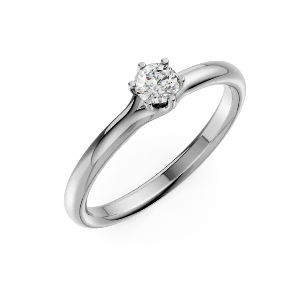Inel de logodna din aur alb cu diamant solitaire de 0.2ct