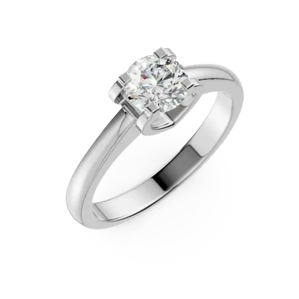 Inel de logodna din aur alb cu diamant solitaire de 0.4ct