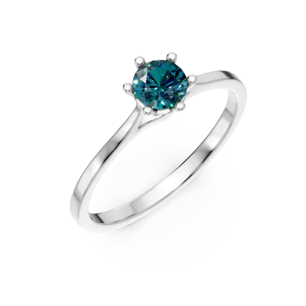Inel de logodna din aur alb cu diamante albastre de 0.2ct
