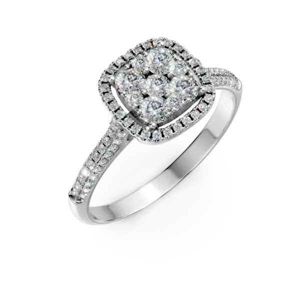 Inel de logodna din aur alb cu diamante microsetting de 0.6ct