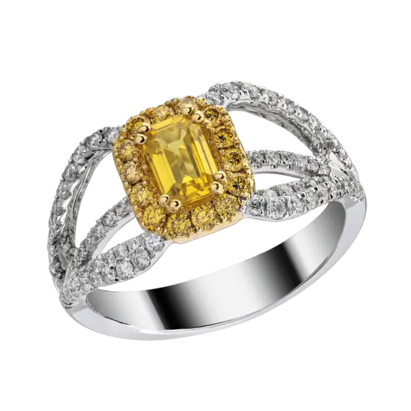 Inel de logodna din aur alb cu pietre pretioase de 1.4ct