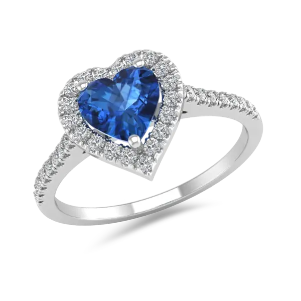 Inel de logodna din aur alb cu safir de 0.7ct si diamante de 0.28ct