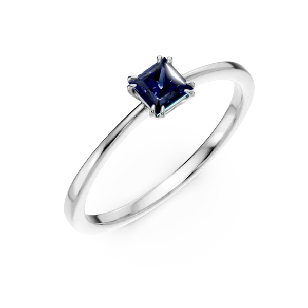 Inel de logodna din aur alb cu safir princess de 0.3ct