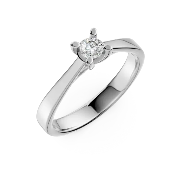Inel de logodna din aur alb cu un diamant solitaire de 0.15ct
