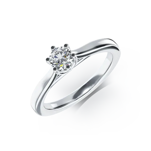 Inel de logodna din aur alb cu un diamant solitaire de 0.15ct