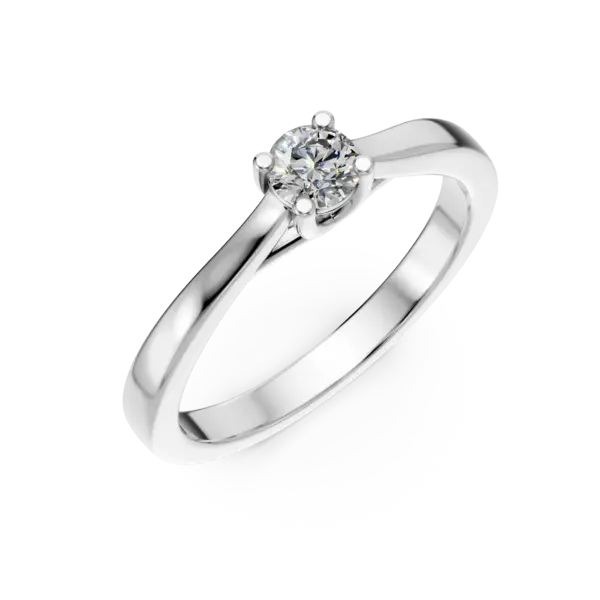Inel de logodna din aur alb cu un diamant solitaire de 0.15ct