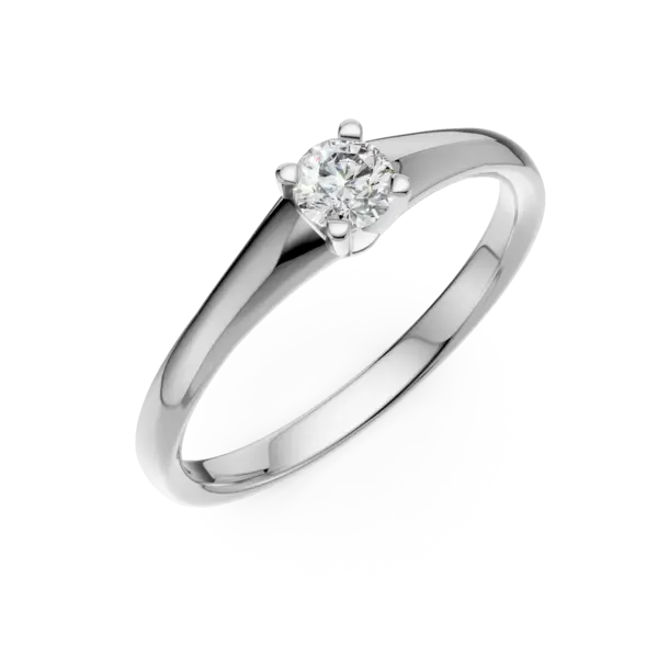 Inel de logodna din aur alb cu un diamant solitaire de 0.1ct