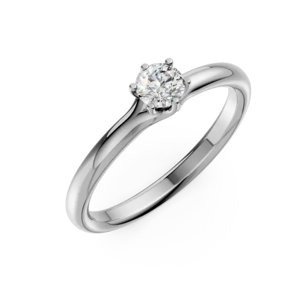 Inel de logodna din aur alb cu un diamant solitaire de 0.24ct