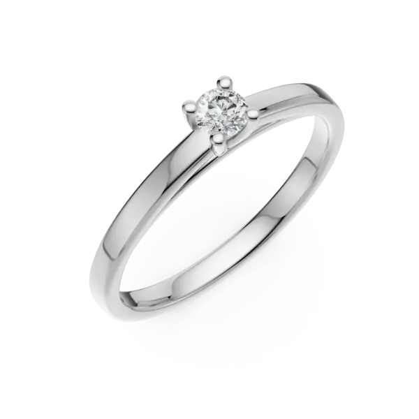 Inel de logodna din aur alb cu un diamant solitaire de 0.24ct
