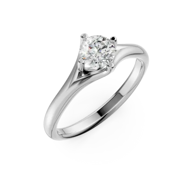 Inel de logodna din aur alb cu un diamant solitaire de 0.2ct