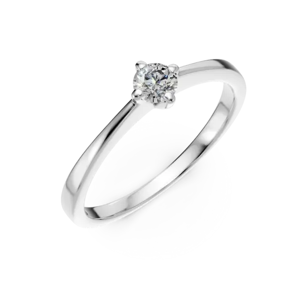 Inel de logodna din aur alb cu un diamant solitaire de 0.2ct