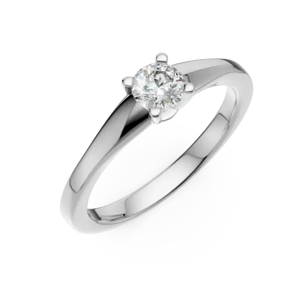 Inel de logodna din aur alb cu un diamant solitaire de 0.2ct
