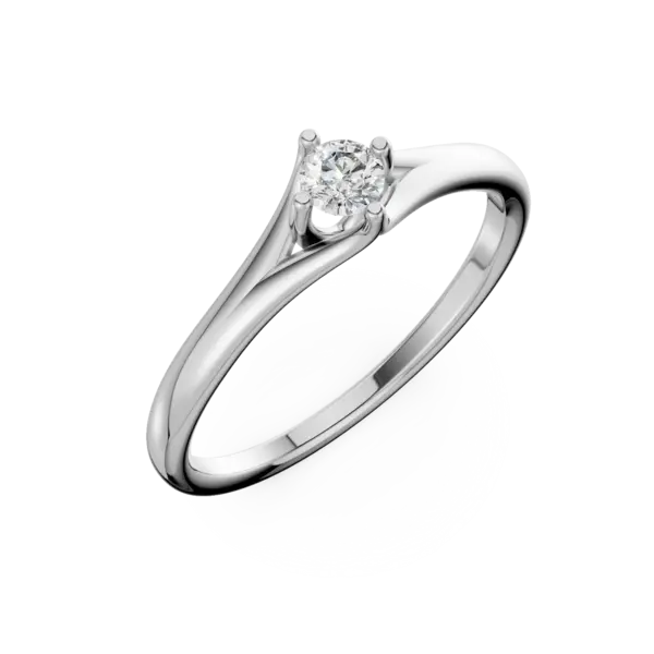 Inel de logodna din aur alb cu un diamant solitaire de 0.2ct