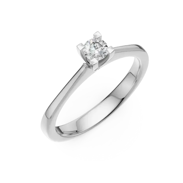 Inel de logodna din aur alb cu un diamant solitaire de 0.3ct