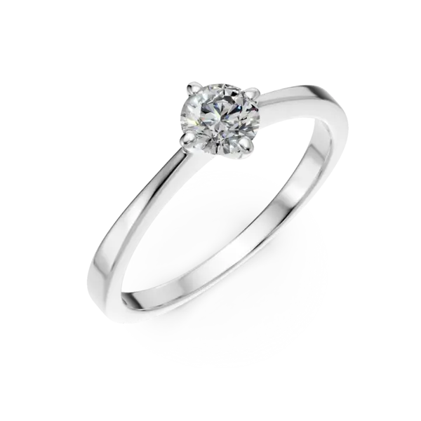 Inel de logodna din aur alb cu un diamant solitaire de 0.4ct