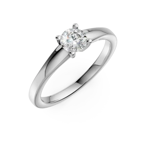 Inel de logodna din aur alb cu un diamant solitaire de 0.4ct