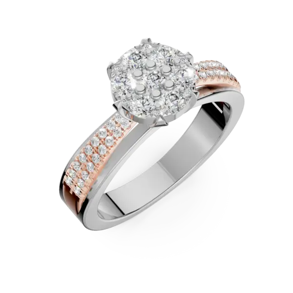 Inel de logodna din aur alb-roz cu diamante de 0.36ct