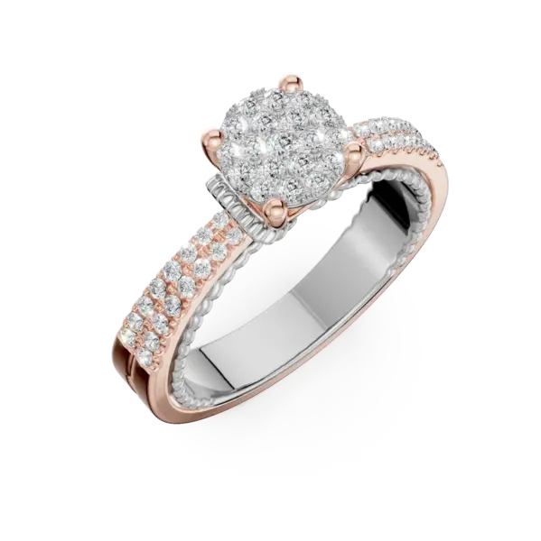 Inel de logodna din aur alb-roz cu diamante de 0.44ct