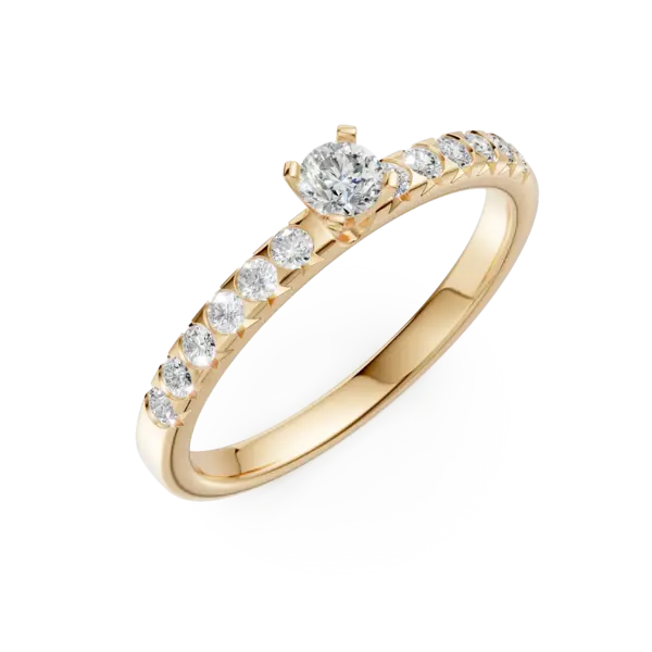 Inel de logodna din aur galben cu diamant de 0.15ct si diamante de 0.28ct