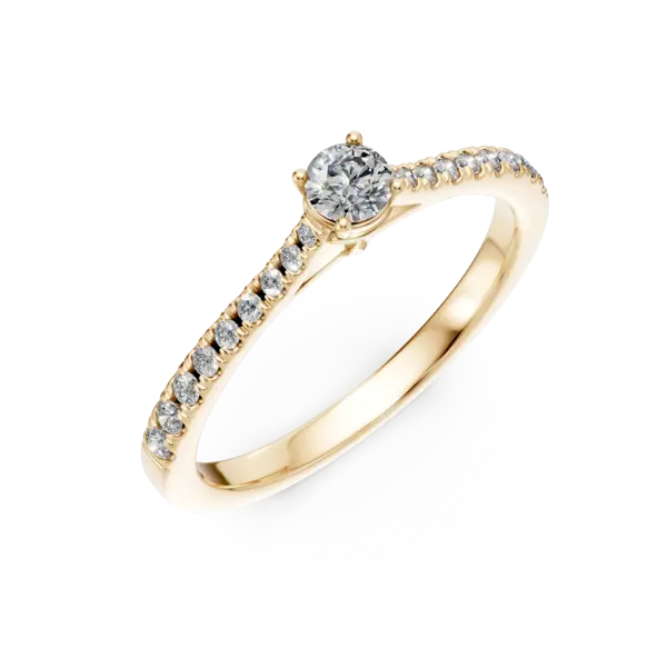 Inel de logodna din aur galben cu diamant de 0.16ct si diamante de 0.17ct