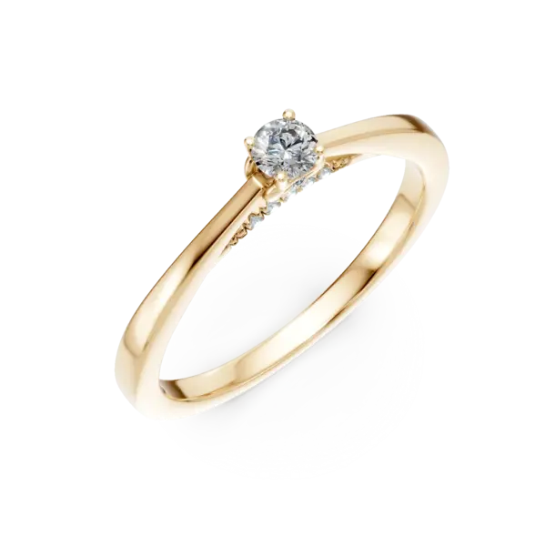 Inel de logodna din aur galben cu diamant de 0.19ct si diamante de 0.05ct