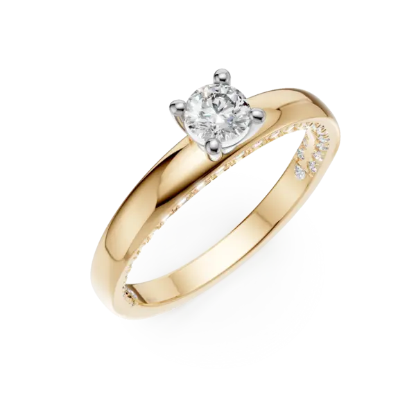 Inel de logodna din aur galben cu diamant de 0.19ct si diamante de 0.19ct