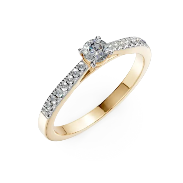 Inel de logodna din aur galben cu diamant de 0.2ct si diamante de 0.18ct