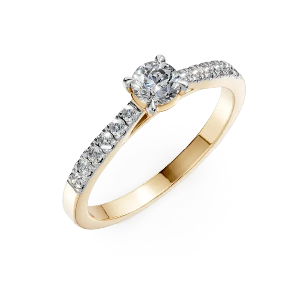 Inel de logodna din aur galben cu diamant de 0.31ct si diamante de 0.13ct