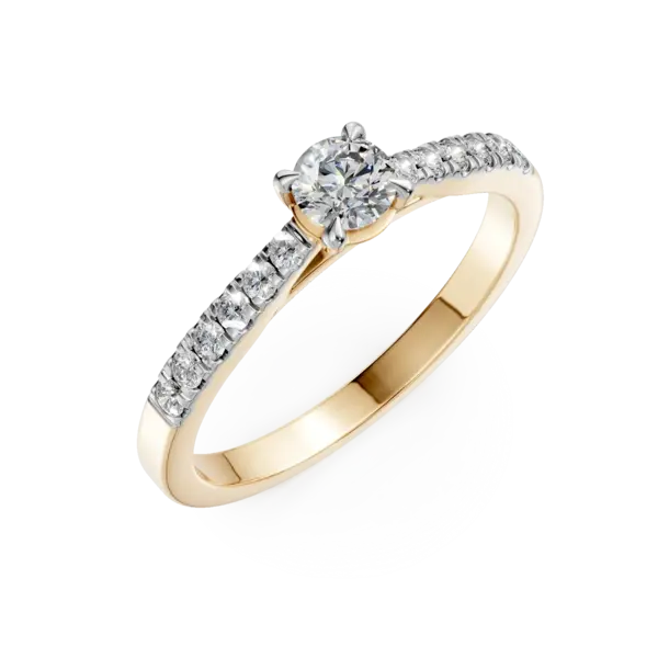 Inel de logodna din aur galben cu diamant de 0.3ct si diamante de 0.1ct