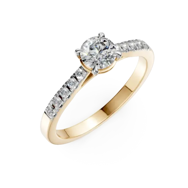 Inel de logodna din aur galben cu diamant de 0.5ct si diamante de 0.1ct