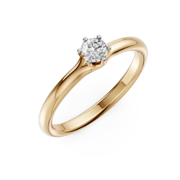 Inel de logodna din aur galben cu diamant solitaire de 0.19ct