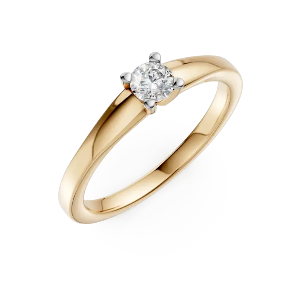 Inel de logodna din aur galben cu un diamant solitaire de 0.2ct