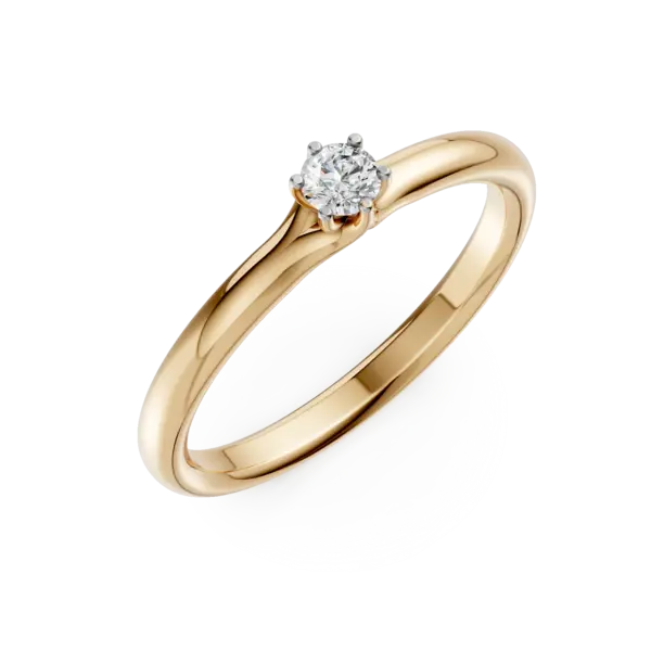 Inel de logodna din aur galben cu un diamant solitaire de 0.1ct