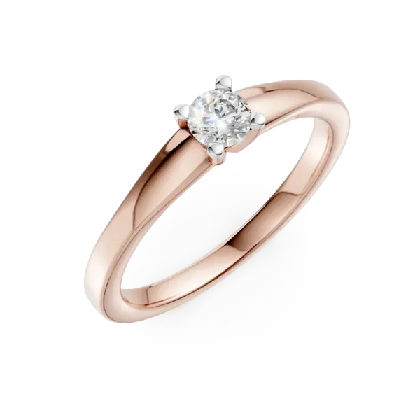 Inel de logodna din aur roz cu diamant de 0.1ct