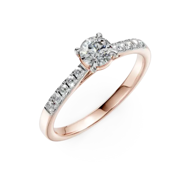 Inel de logodna din aur roz cu diamant de 0.4ct si diamante de 0.14ct