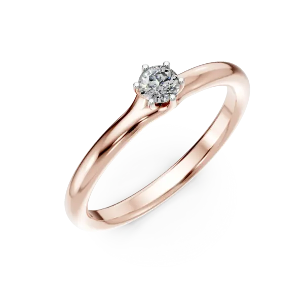 Inel de logodna din aur roz cu diamant solitaire de 0.1ct
