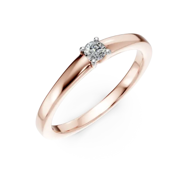 Inel de logodna din aur roz cu diamant solitaire de 0.1ct