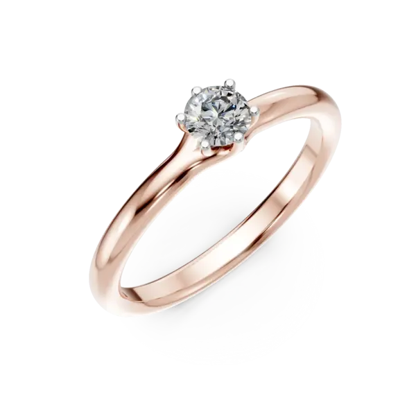Inel de logodna din aur roz cu diamant solitaire de 0.2ct