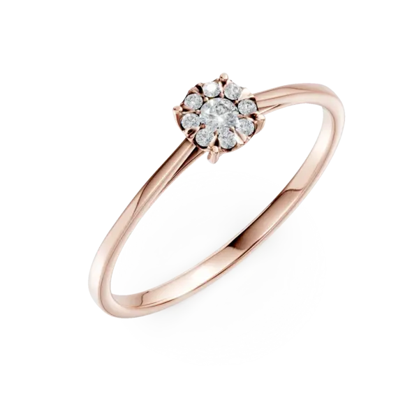 Inel de logodna din aur roz cu diamante de 0.1ct