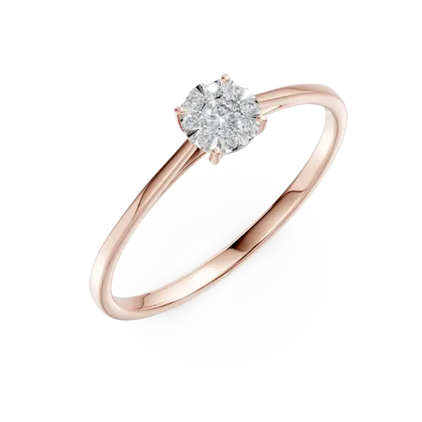 Inel de logodna din aur roz cu diamante de 0.1ct