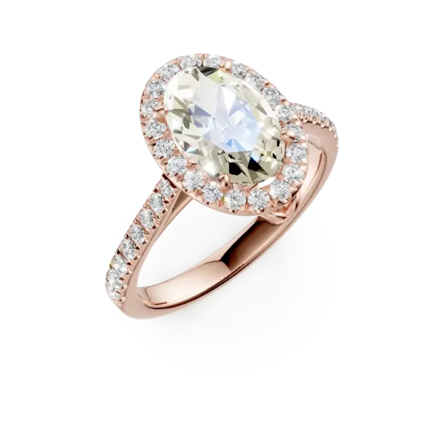 Inel de logodna din aur roz cu diamante ovale si rotunde de 1.3ct