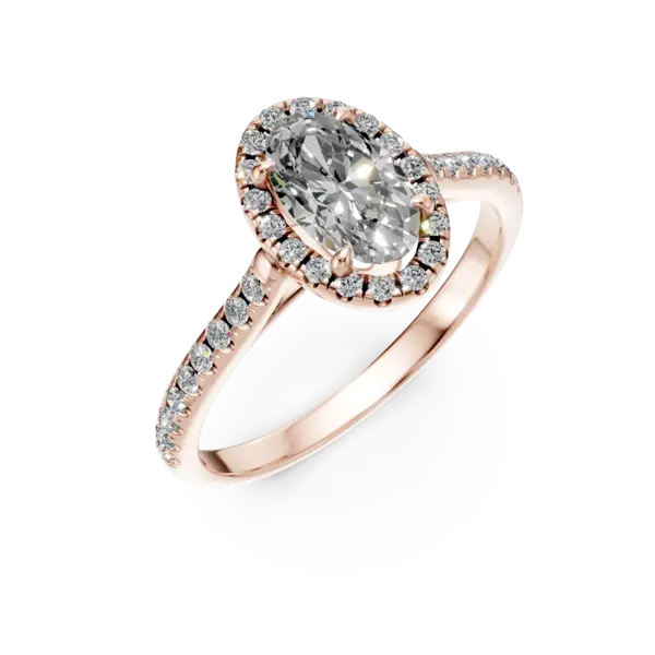 Inel de logodna din aur roz cu diamante radiant si rotunde de 1ct