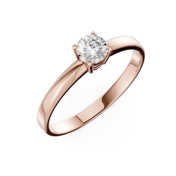 Inel de logodna din aur roz cu zirconia solitaire