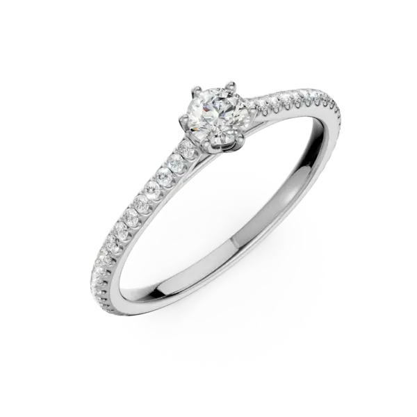 Inel de logodna din platina cu diamant de 0.3ct si diamante de 0.1ct