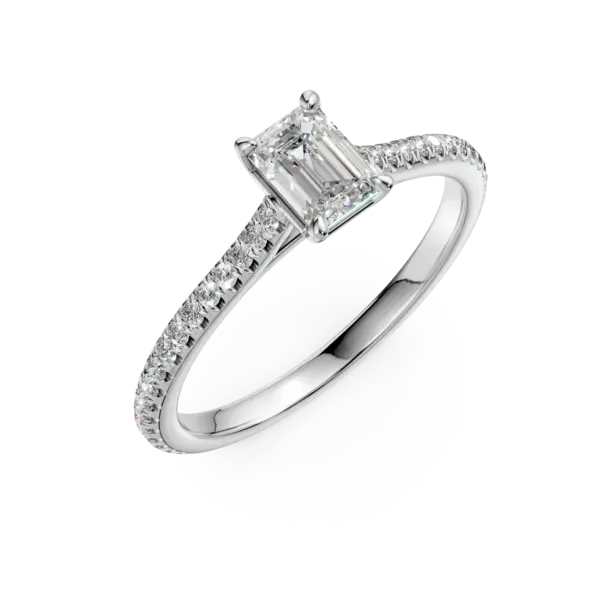 Inel de logodna din platina cu diamant emerald de 0.6ct si diamante de 0.2ct