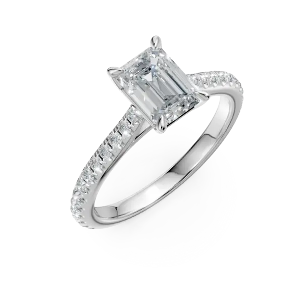 Inel de logodna din platina cu diamant emerald de 1.2ct si diamante de 0.28ct