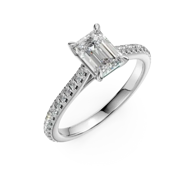 Inel de logodna din platina cu diamant emerald de 1ct si diamante de 0.2ct