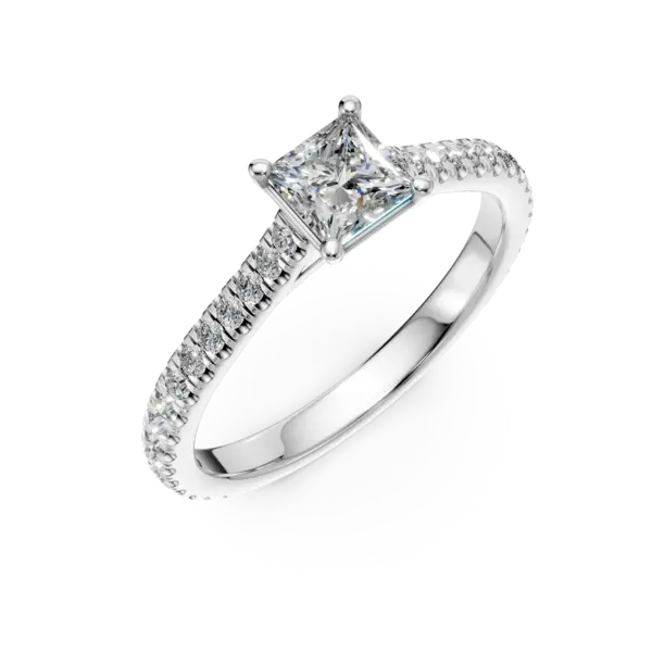 Inel de logodna din platina cu diamant princess de 0.5ct si diamante de 0.19ct