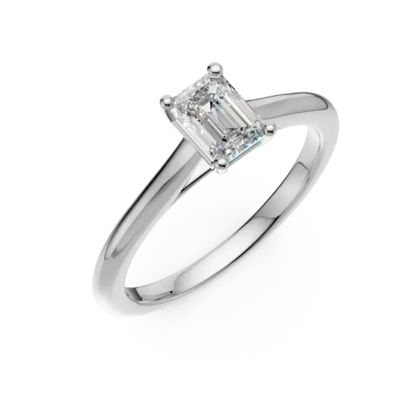 Inel de logodna din platina cu un diamant emerald solitaire de 0.6ct
